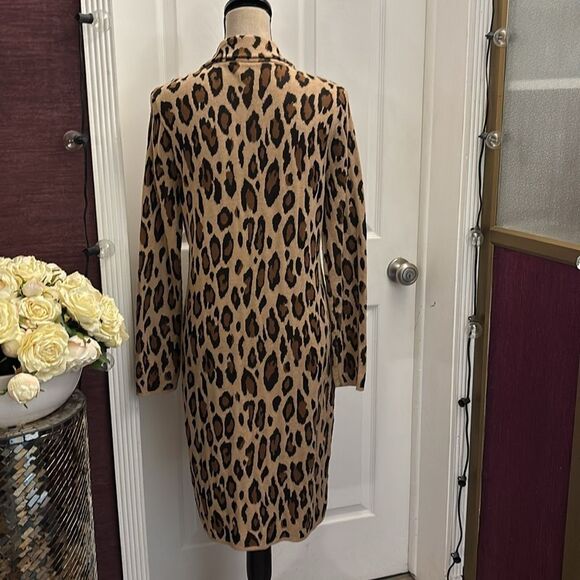 Chico’s Leopard Print cotton/rayon open front Long Coat, XS - Picture 8 of 10